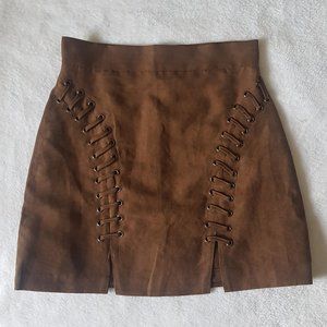 Millau brown suede lace up skirt